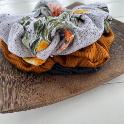 Luxe Scrunchies 3-pack - Citrus, Caramel and Charcoal