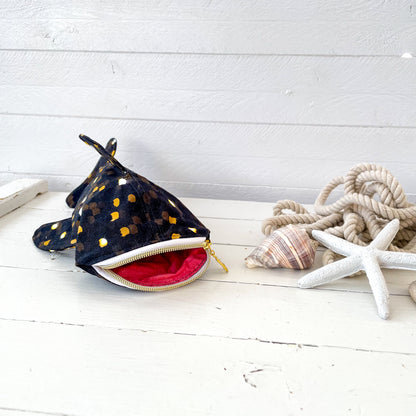 Whale Shark Zipper Pouch - Dark Scales